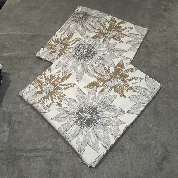Set of 2 Pillow Cover 16 x 16 Inch Retro Sunflowers Brown Gray Decorative - Picture 5 of 6
